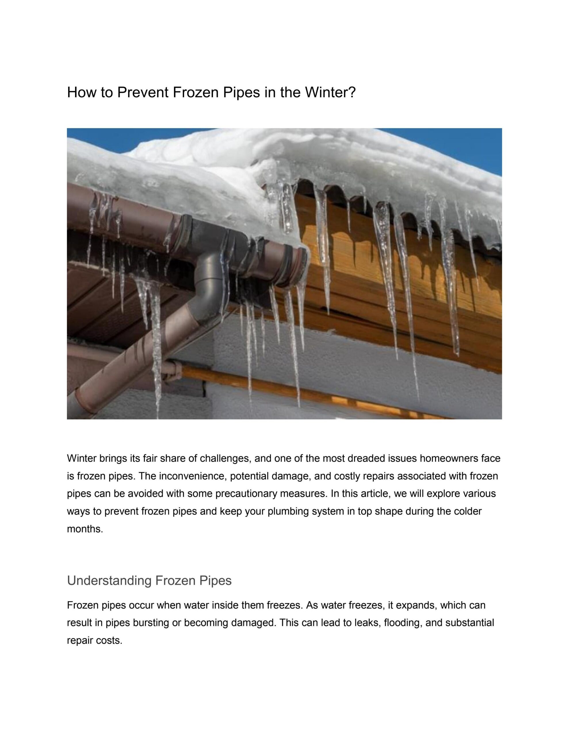 5 Precautions for Thawing Frozen Pipes: Avoiding Winter Plumbing Disasters